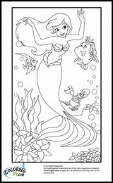 Coloring Pages Ariel Disney Mermaid Princess Little Her Colors Team sketch template