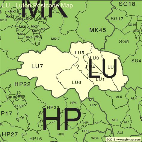 map  lu postcode districts luton maproom images   finder