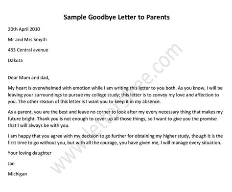 goodbye letter examples farewell letter format sample
