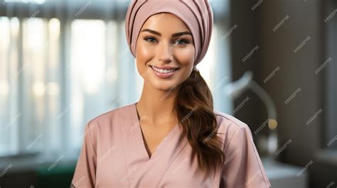 Premium Ai Image Asian Hijab Nurse Or Doctor Wearing Purple Medical
