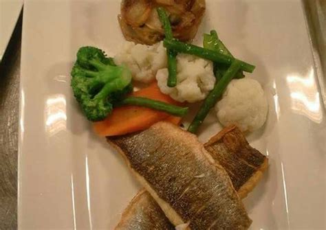 Pan Fried Sea Bass With Seasonal Vegetables Potote Boulanger S Recipe