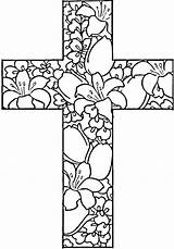 Coloring Cross Easter Pages Printable Religious Jesus Adult Color Flowers Kids Adults Catholic Sheets Red Rose Bible Christian Crosses Colouring sketch template