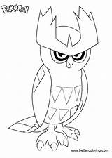Noctowl Coloring Pokemon Pages Printable Kids Color sketch template