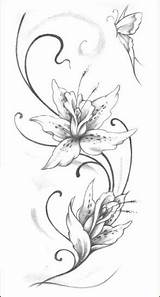 Tatuaggi Floreali Farfalla Tatuaggio Disegno Matita Giglio sketch template