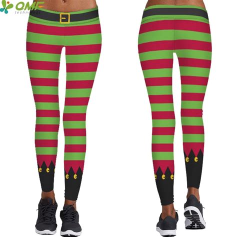 Santa Red Green Stripes Yoga Pants Compression Women Trousers Christmas