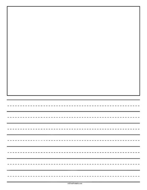 lined paper  picture box  printable