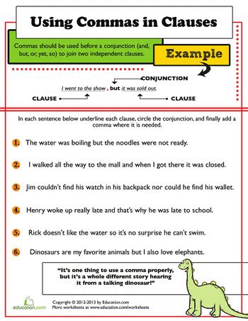 master  comma comma worksheets   graders educationcom