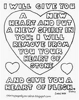 Heart Coloring Pages Kids Give Will Ezekiel Bible Sunday School 36 26 Sheets Activities Colouring Stone Color Verse Adron Mr sketch template