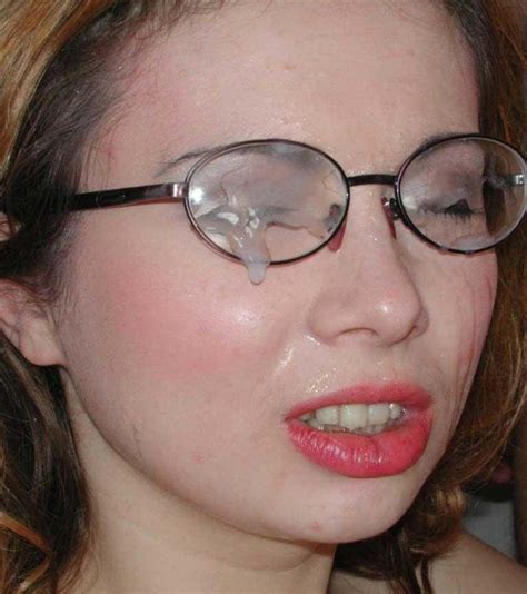 pictures of a hot girlfriend in glasses getting covered in