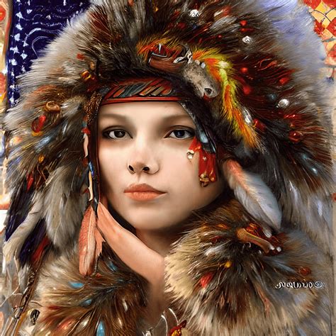 Winter American Indian Girl In Fur · Creative Fabrica