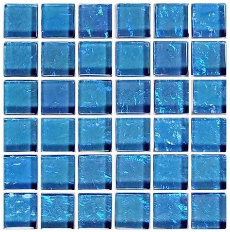Iridescent Clear Glass Pool Tile Pale Blue 1 X 1 In 2021 Glass Pool