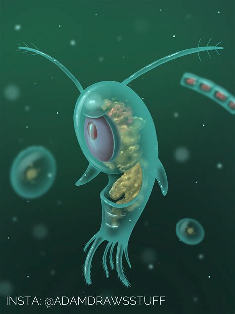 plankton looked   bit  realistic painted  procreate rspongebob