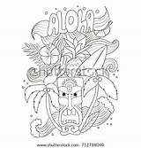 Aloha Pages Coloring Sign Hawaii Flowers Doodle Template sketch template