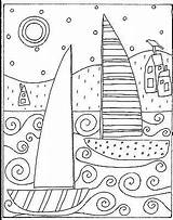 Karla Gerard Coloring Rug Paper Pages Folk Ebay Patterns Pattern Sailboats Houses Prim Craft Embroidery Hooking Hook Para Da Colorear sketch template