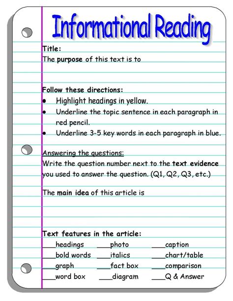 close reading nonfiction worksheet informational reading