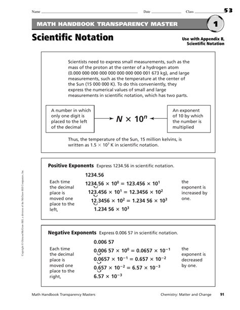 addition  subtraction  scientific notation worksheet