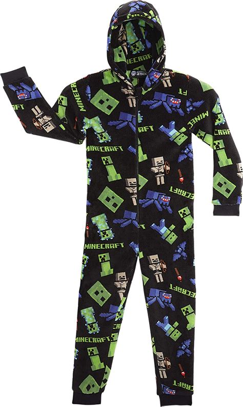 minecraft onesie foer pojkar barnpyjamas allt  ett pyjamasoverall supermjuk onesie med huva