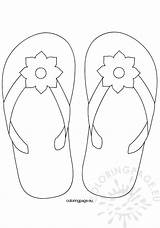Coloring Sandals Flip Flop Getcolorings Pages Flower sketch template