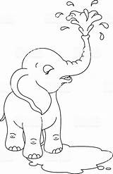 Elephant Bathing sketch template