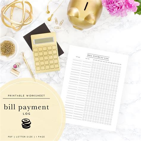 printable bill payment log worksheet