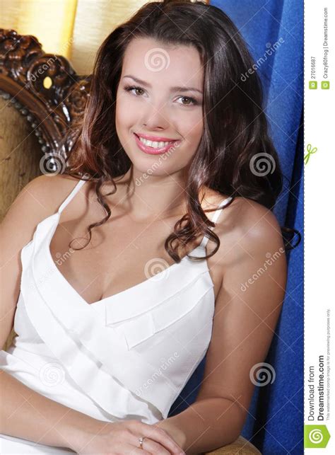 Beautiful Elegant Woman Sitting In Armchair Stock Image Image Of