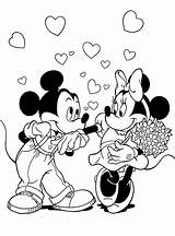 Mickey Minnie Mouse Coloring Pages Drawing Disney Print Printable Easy Cartoon 42bd Kissing Minnies Hand Color Simple Valentines Step Valentine sketch template