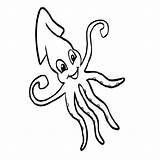 Squid Coloring Outline Cartoon Clipart Pages Cheerful Tattoo Animal Water Clipartmag Tattooimages Biz sketch template