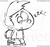 Awake Trying Stay Clipart Outlined Exhausted Santa Boy Illustration Royalty Toonaday Vector Ron Leishman sketch template