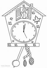 Clock Coloring Pages Kids Cuckoo Colouring Printable Clocks Cool2bkids Kindergarten sketch template
