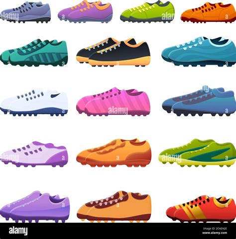 football boots icons set cartoon set  football boots vector icons