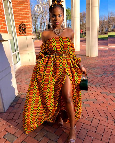 Rema Women S African Print Off The Shoulder Summer Long Dress Orange