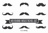 Moustache Movember Vector Clipart Set sketch template