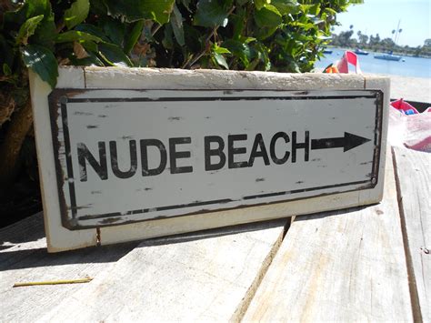 Recycled Wood Framed Street Sign Nude Beach