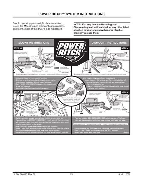 power hitch system instructions blizzard snowplows hd user manual page