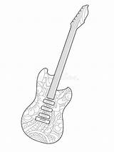Guitar Coloring Adults Book Instrument Musical Illustration Vector Stress Anti Raster Adult Dreamstime Preview Clipart sketch template