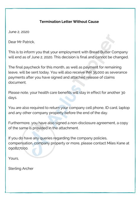 contoh surat warning letter  termination letter template sample