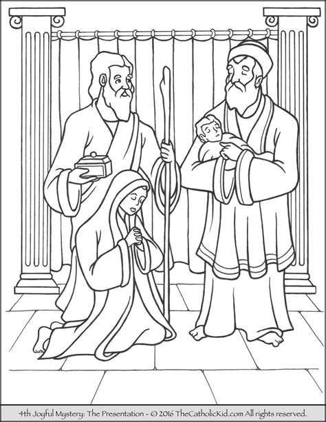 joyful mystery coloring page    temple