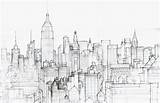 Skyline Cityscape Sketches Nyc Noir Crayon sketch template
