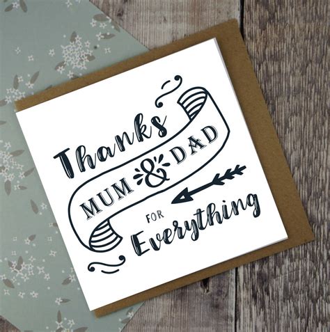 Thank You Mum And Dad For Everything Card By Paper Craze