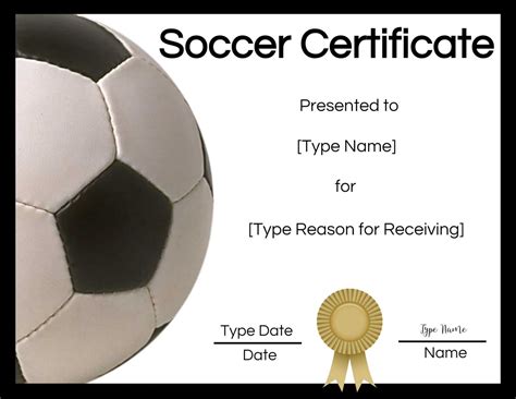 soccer award certificate template