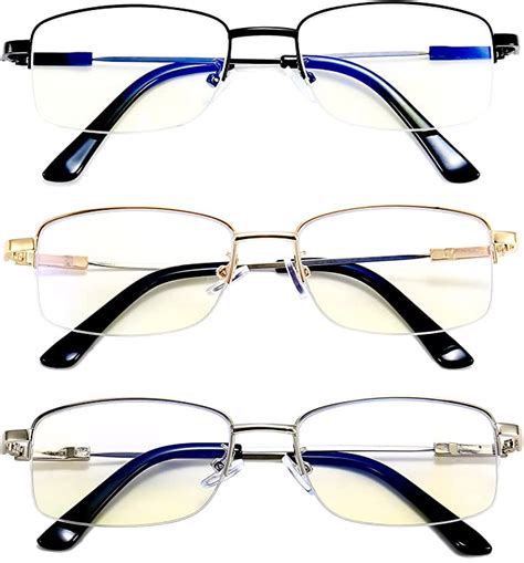 goosen 3 pack titanium metal half frame reading glasses for