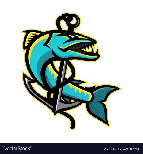 barracuda  anchor mascot royalty  vector image