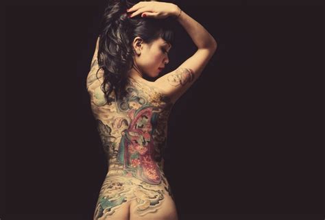 wallpaper asian tattoos earring women back view nude