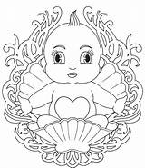 Baby Coloring Born Pages Babies Shell Print Cute Size sketch template