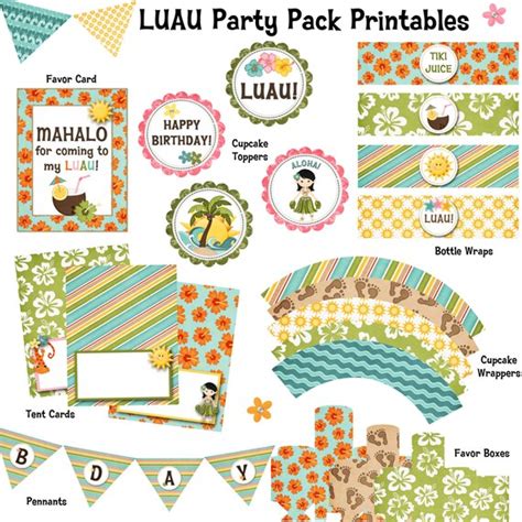 items similar  luau party pack printables  etsy