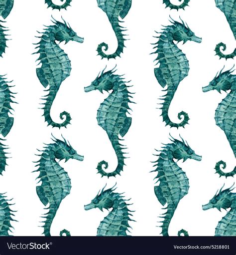 watercolor seahorse pattern royalty  vector image