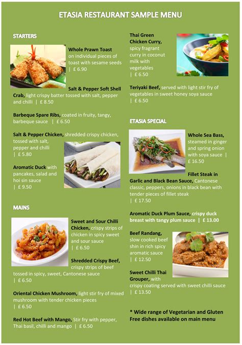 menu samples  restaurants menu template