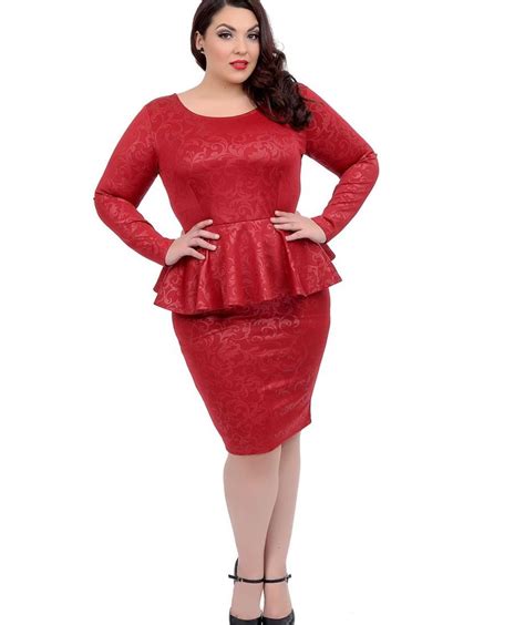 Plus Size Red Peplum Dress Pluslook Eu Collection