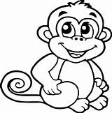 Monkey Cartoon Coloring Smile Pages Baby Cute Kids Wecoloringpage sketch template