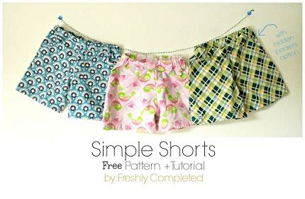 pattern simple toddler shorts    pockets sewing